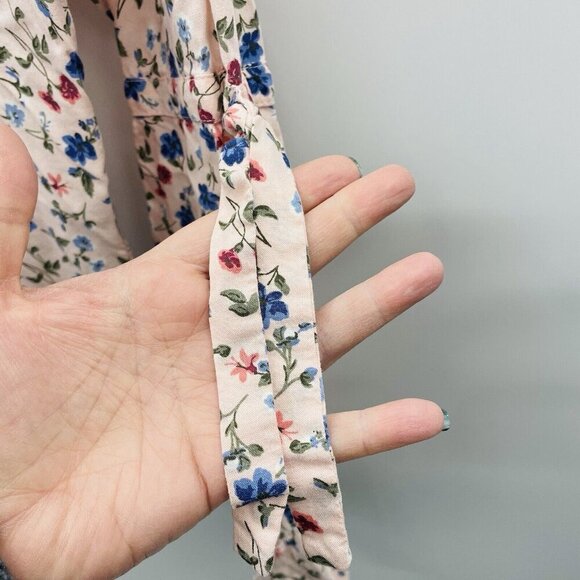 Hollister Juniors Size Small Floral Print Bell Sleeve Woven Blouse in Pink 2525 - Picture 4 of 7